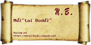 Mátai Bodó névjegykártya